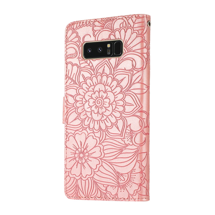 For Samsung Galaxy Note8 Skin Feel Embossed Sunflower Horizontal Flip Leather Case with Holder & Card Slots & Wallet & Lanyard