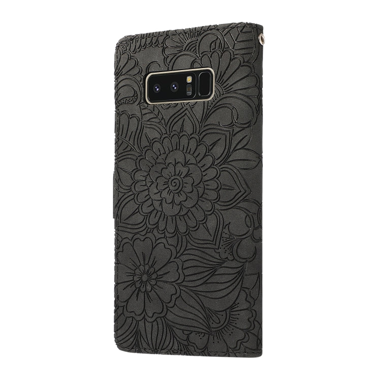 For Samsung Galaxy Note8 Skin Feel Embossed Sunflower Horizontal Flip Leather Case with Holder & Card Slots & Wallet & Lanyard