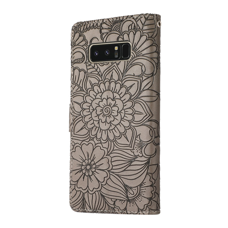 For Samsung Galaxy Note8 Skin Feel Embossed Sunflower Horizontal Flip Leather Case with Holder & Card Slots & Wallet & Lanyard