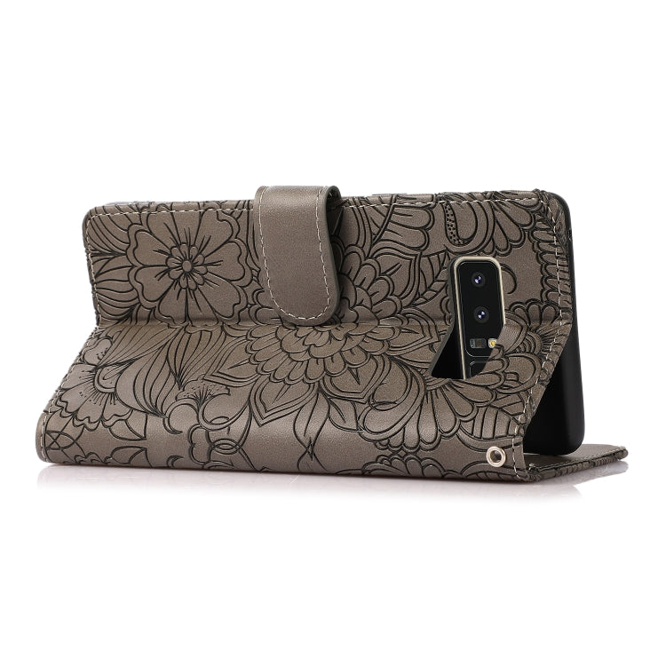 For Samsung Galaxy Note8 Skin Feel Embossed Sunflower Horizontal Flip Leather Case with Holder & Card Slots & Wallet & Lanyard