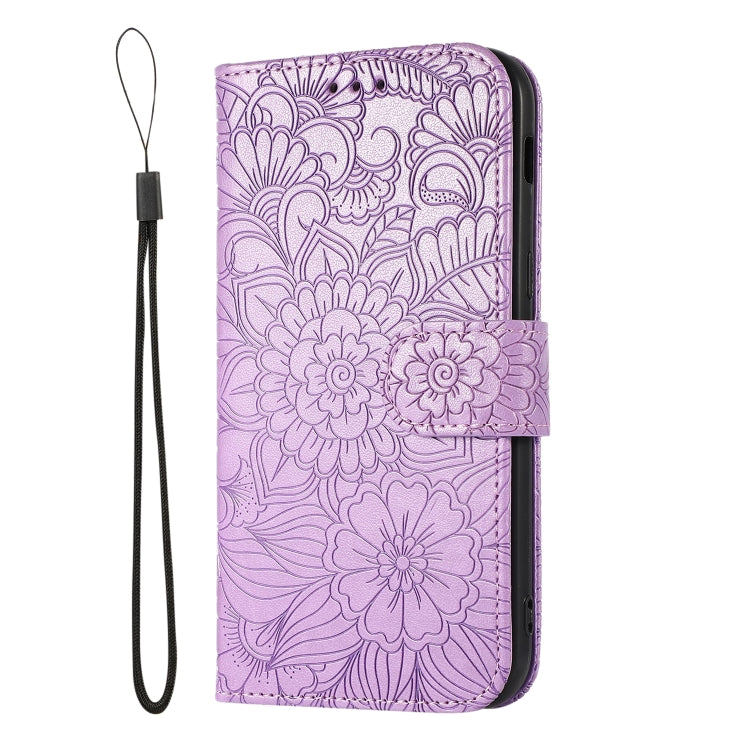 For Samsung Galaxy A5 (2017) Skin Feel Embossed Sunflower Horizontal Flip Leather Case with Holder & Card Slots & Wallet & Lanyard
