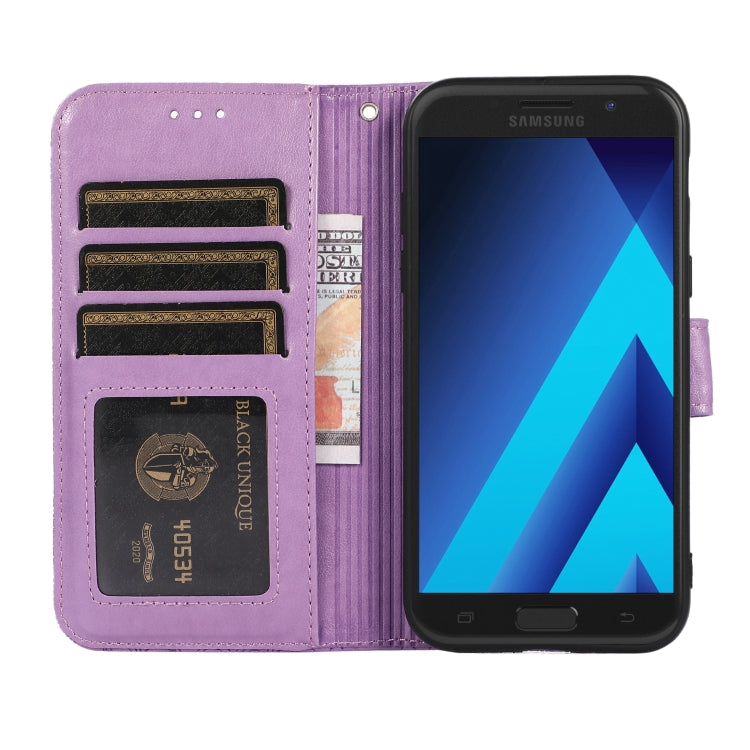 For Samsung Galaxy A5 (2017) Skin Feel Embossed Sunflower Horizontal Flip Leather Case with Holder & Card Slots & Wallet & Lanyard