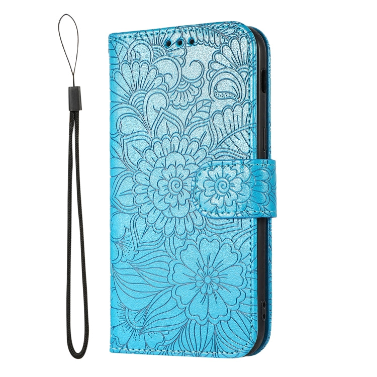 For Samsung Galaxy A5 (2017) Skin Feel Embossed Sunflower Horizontal Flip Leather Case with Holder & Card Slots & Wallet & Lanyard