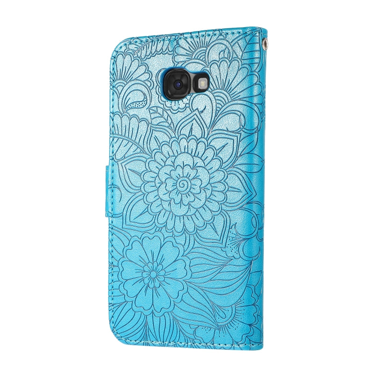 For Samsung Galaxy A5 (2017) Skin Feel Embossed Sunflower Horizontal Flip Leather Case with Holder & Card Slots & Wallet & Lanyard