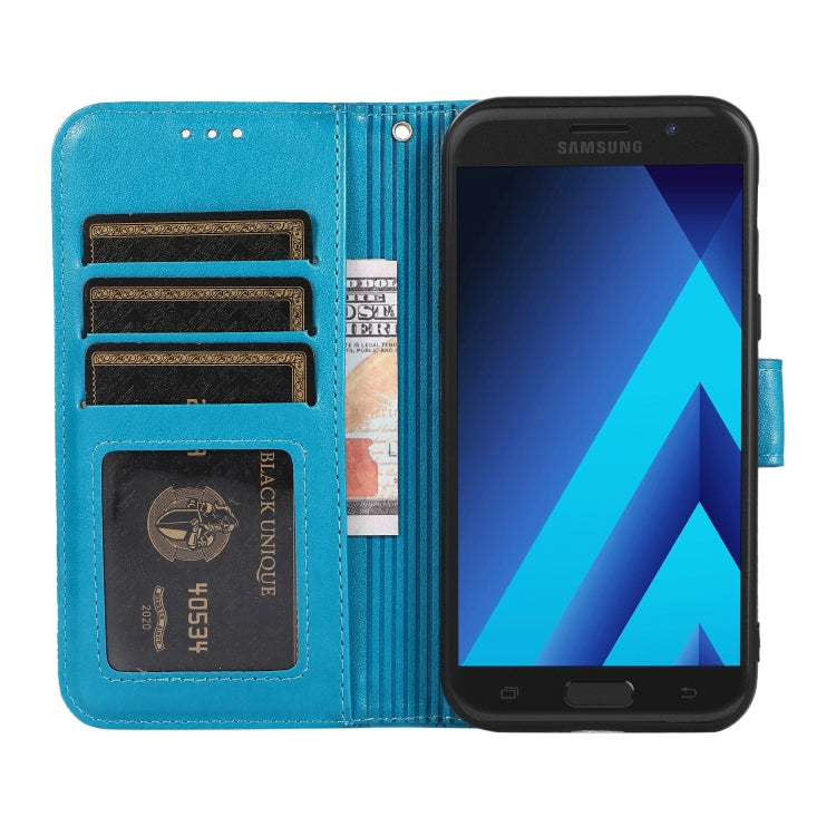 For Samsung Galaxy A5 (2017) Skin Feel Embossed Sunflower Horizontal Flip Leather Case with Holder & Card Slots & Wallet & Lanyard
