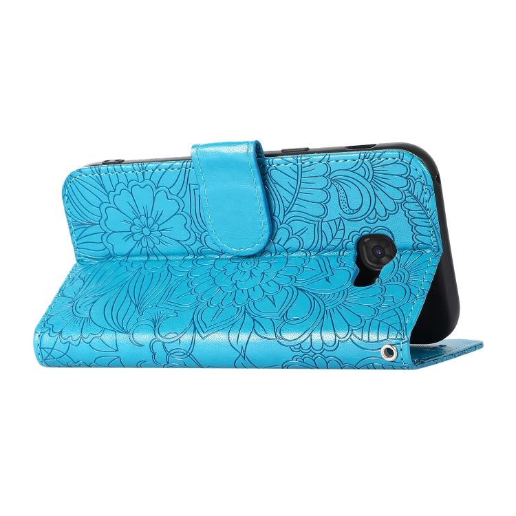 For Samsung Galaxy A5 (2017) Skin Feel Embossed Sunflower Horizontal Flip Leather Case with Holder & Card Slots & Wallet & Lanyard
