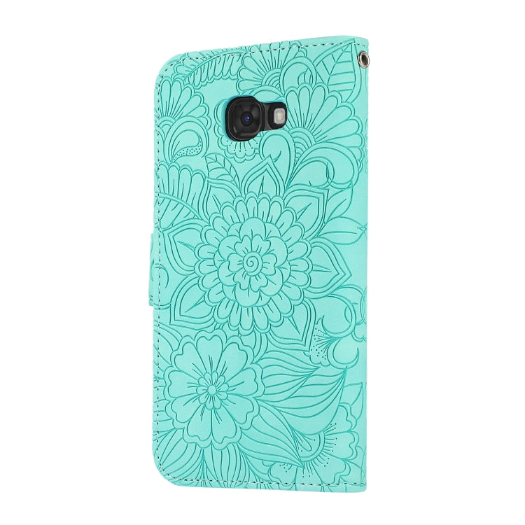 For Samsung Galaxy A5 (2017) Skin Feel Embossed Sunflower Horizontal Flip Leather Case with Holder & Card Slots & Wallet & Lanyard