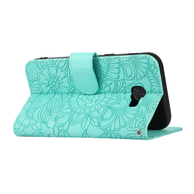For Samsung Galaxy A5 (2017) Skin Feel Embossed Sunflower Horizontal Flip Leather Case with Holder & Card Slots & Wallet & Lanyard