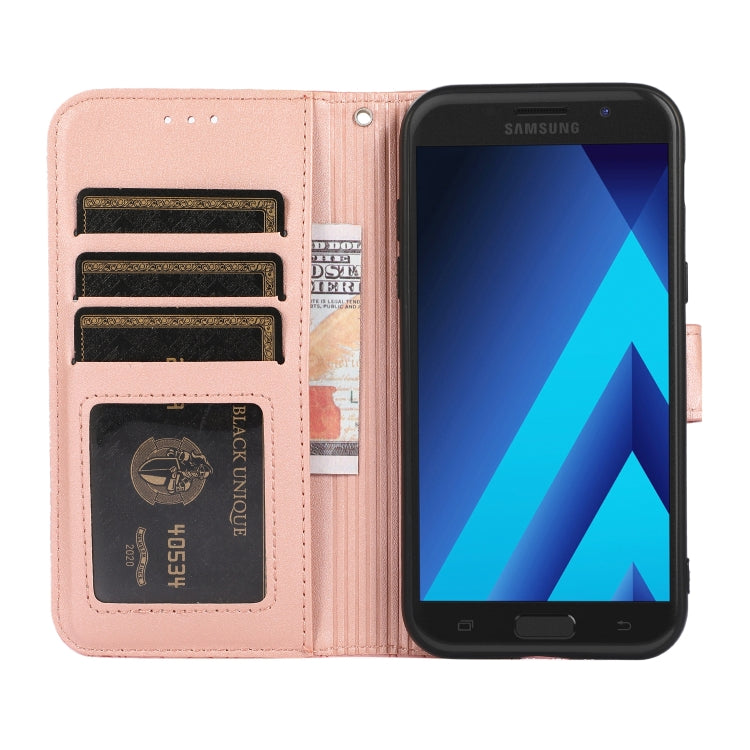 For Samsung Galaxy A5 (2017) Skin Feel Embossed Sunflower Horizontal Flip Leather Case with Holder & Card Slots & Wallet & Lanyard