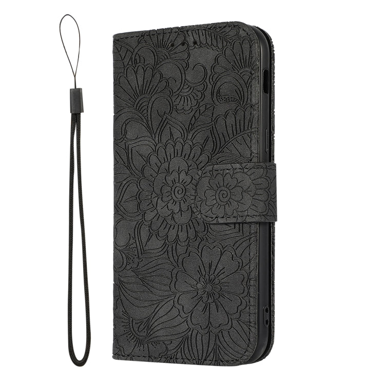 For Samsung Galaxy A5 (2017) Skin Feel Embossed Sunflower Horizontal Flip Leather Case with Holder & Card Slots & Wallet & Lanyard