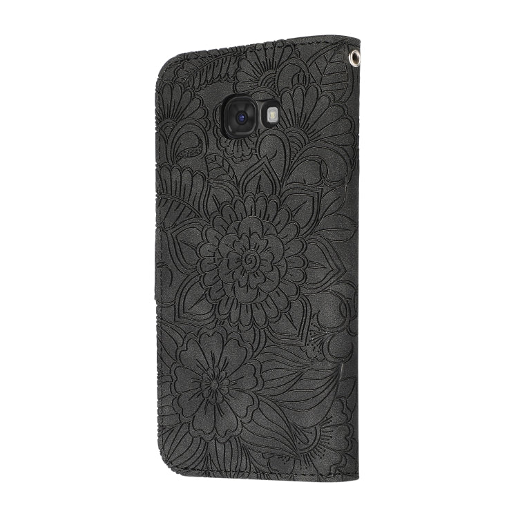 For Samsung Galaxy A5 (2017) Skin Feel Embossed Sunflower Horizontal Flip Leather Case with Holder & Card Slots & Wallet & Lanyard