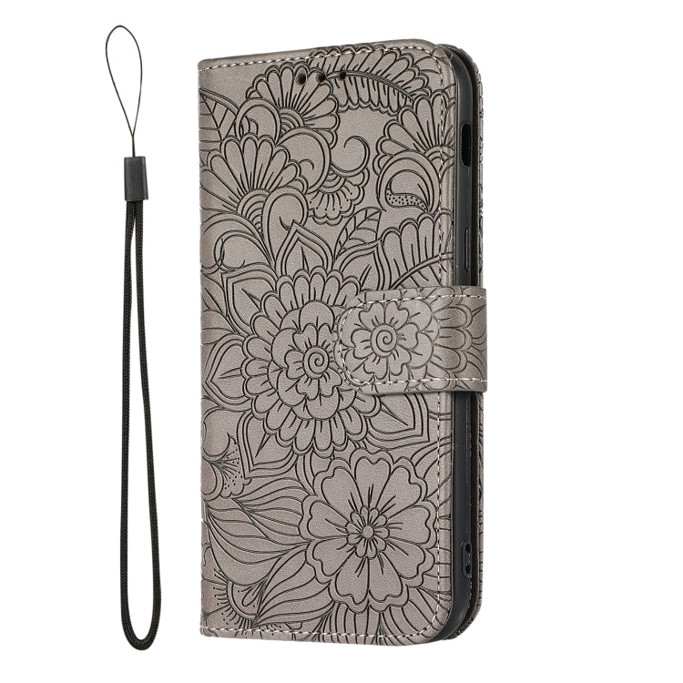For Samsung Galaxy A5 (2017) Skin Feel Embossed Sunflower Horizontal Flip Leather Case with Holder & Card Slots & Wallet & Lanyard