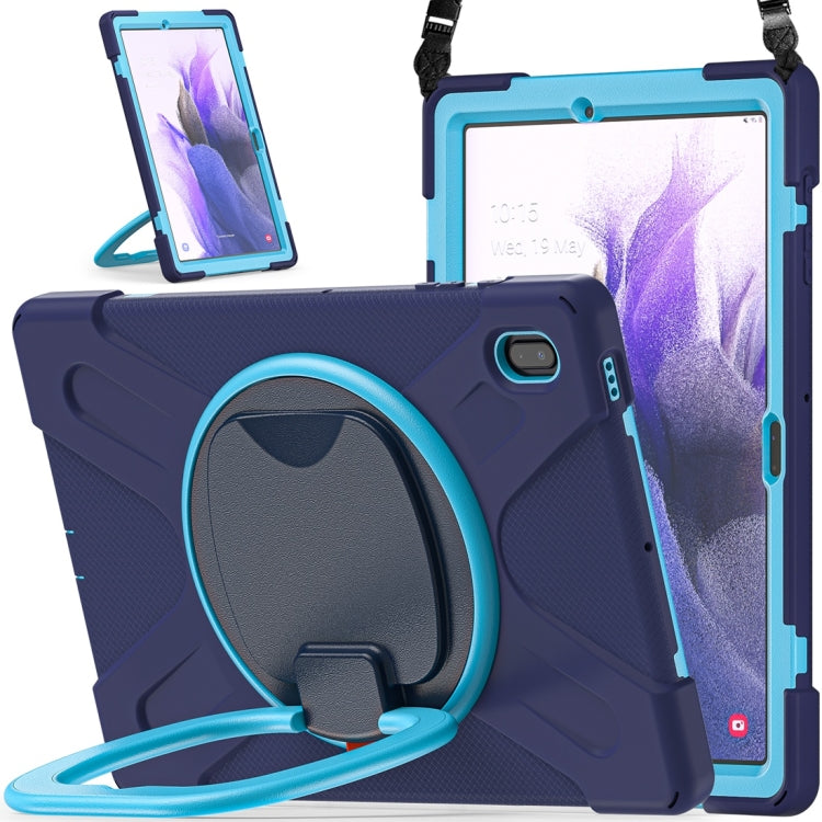 For Samsung Galaxy Tab S7 FE T730 Silicone + PC Protective Case with Holder & Shoulder Strap