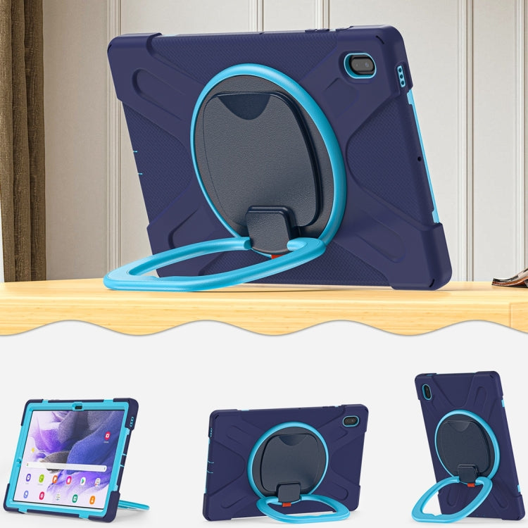 For Samsung Galaxy Tab S7 FE T730 Silicone + PC Protective Case with Holder & Shoulder Strap