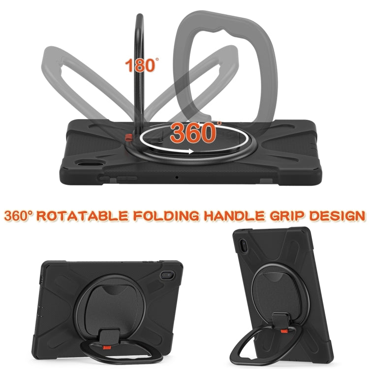 For Samsung Galaxy Tab S7 FE T730 Silicone + PC Protective Case with Holder & Shoulder Strap