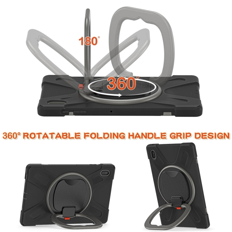 For Samsung Galaxy Tab S7 FE T730 Silicone + PC Protective Case with Holder & Shoulder Strap
