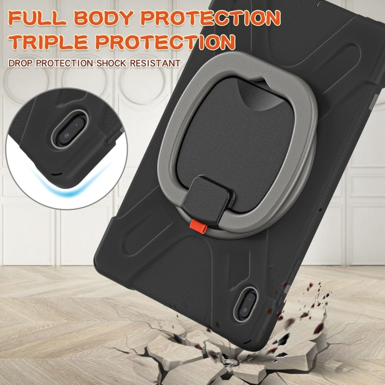 For Samsung Galaxy Tab S7 FE T730 Silicone + PC Protective Case with Holder & Shoulder Strap