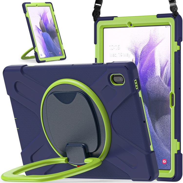 For Samsung Galaxy Tab S7 FE T730 Silicone + PC Protective Case with Holder & Shoulder Strap