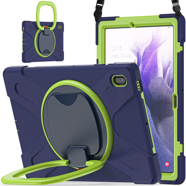 For Samsung Galaxy Tab S7 FE T730 Silicone + PC Protective Case with Holder & Shoulder Strap