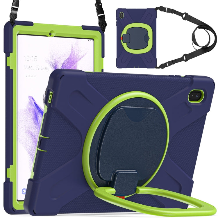 For Samsung Galaxy Tab S7 FE T730 Silicone + PC Protective Case with Holder & Shoulder Strap