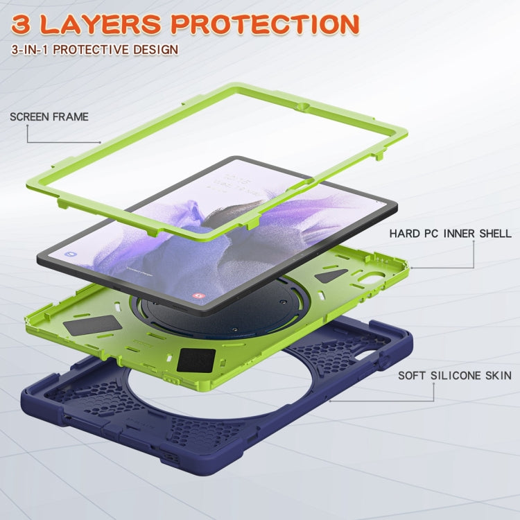 For Samsung Galaxy Tab S7 FE T730 Silicone + PC Protective Case with Holder & Shoulder Strap