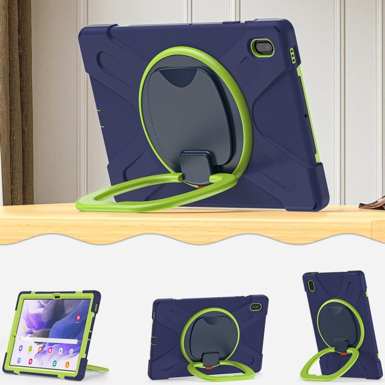 For Samsung Galaxy Tab S7 FE T730 Silicone + PC Protective Case with Holder & Shoulder Strap