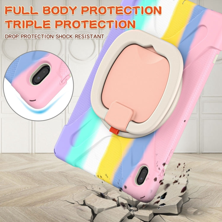 For Samsung Galaxy Tab S7 FE T730 Silicone + PC Protective Case with Holder & Shoulder Strap