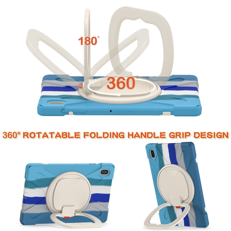 For Samsung Galaxy Tab S7 FE T730 Silicone + PC Protective Case with Holder & Shoulder Strap