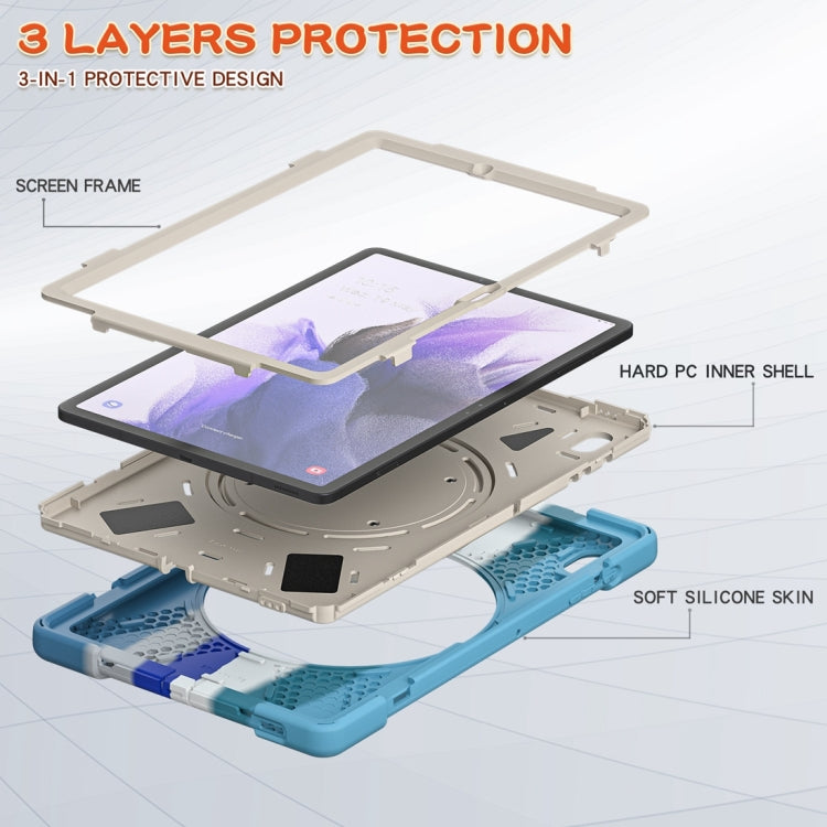 For Samsung Galaxy Tab S7 FE T730 Silicone + PC Protective Case with Holder & Shoulder Strap