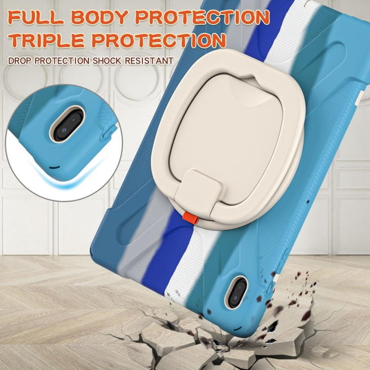 For Samsung Galaxy Tab S7 FE T730 Silicone + PC Protective Case with Holder & Shoulder Strap