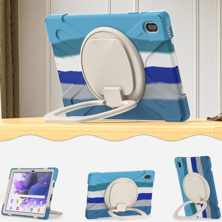 For Samsung Galaxy Tab S7 FE T730 Silicone + PC Protective Case with Holder & Shoulder Strap