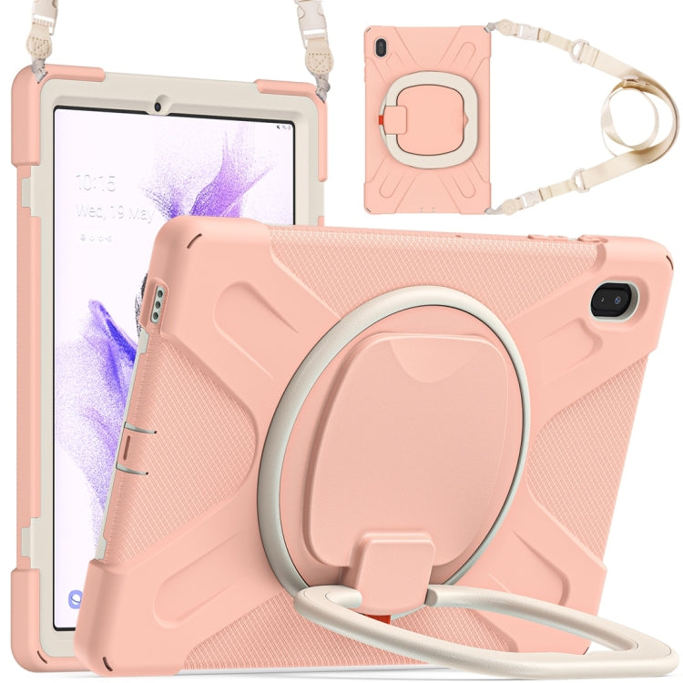 For Samsung Galaxy Tab S7 FE T730 Silicone + PC Protective Case with Holder & Shoulder Strap