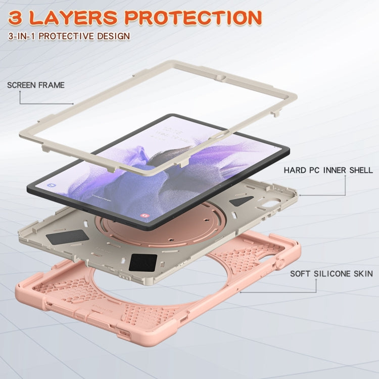 For Samsung Galaxy Tab S7 FE T730 Silicone + PC Protective Case with Holder & Shoulder Strap