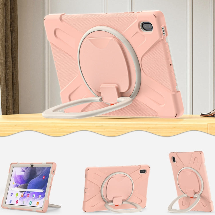 For Samsung Galaxy Tab S7 FE T730 Silicone + PC Protective Case with Holder & Shoulder Strap
