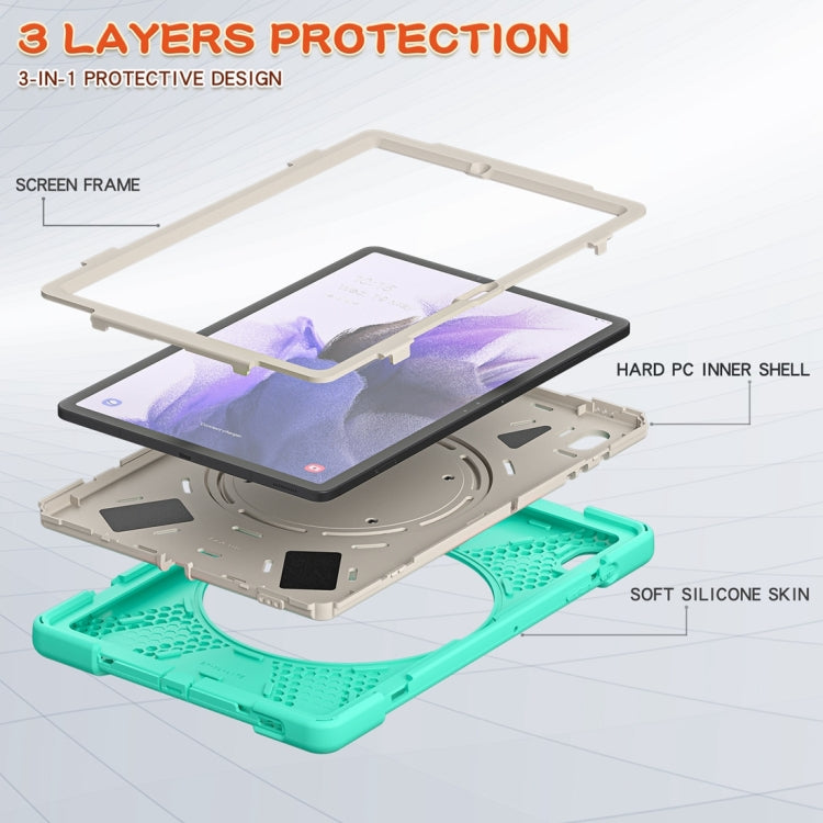 For Samsung Galaxy Tab S7 FE T730 Silicone + PC Protective Case with Holder & Shoulder Strap