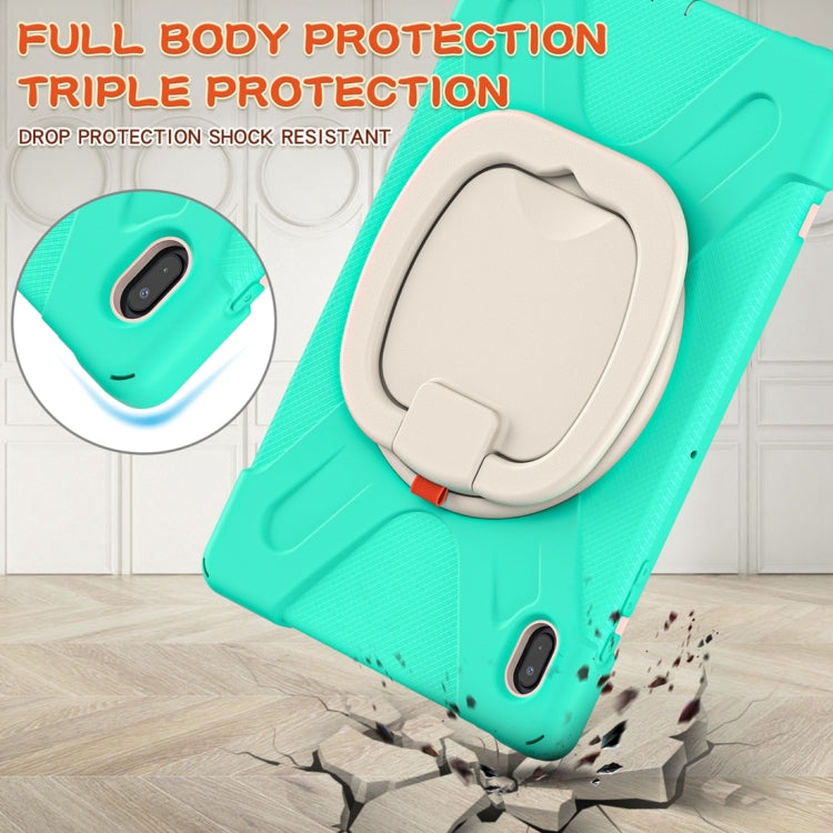 For Samsung Galaxy Tab S7 FE T730 Silicone + PC Protective Case with Holder & Shoulder Strap