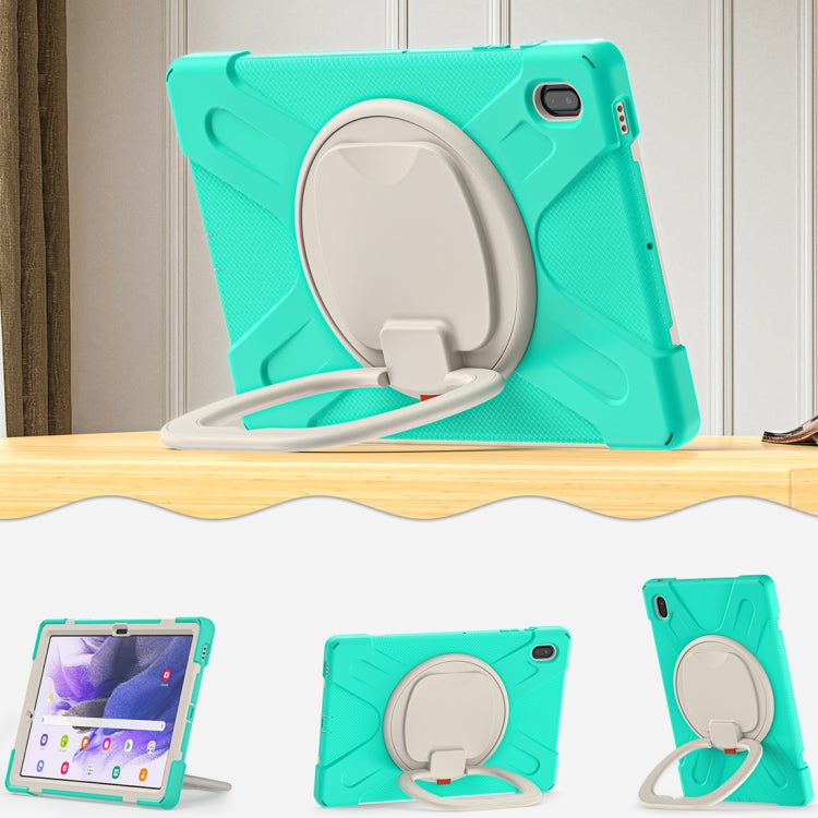 For Samsung Galaxy Tab S7 FE T730 Silicone + PC Protective Case with Holder & Shoulder Strap