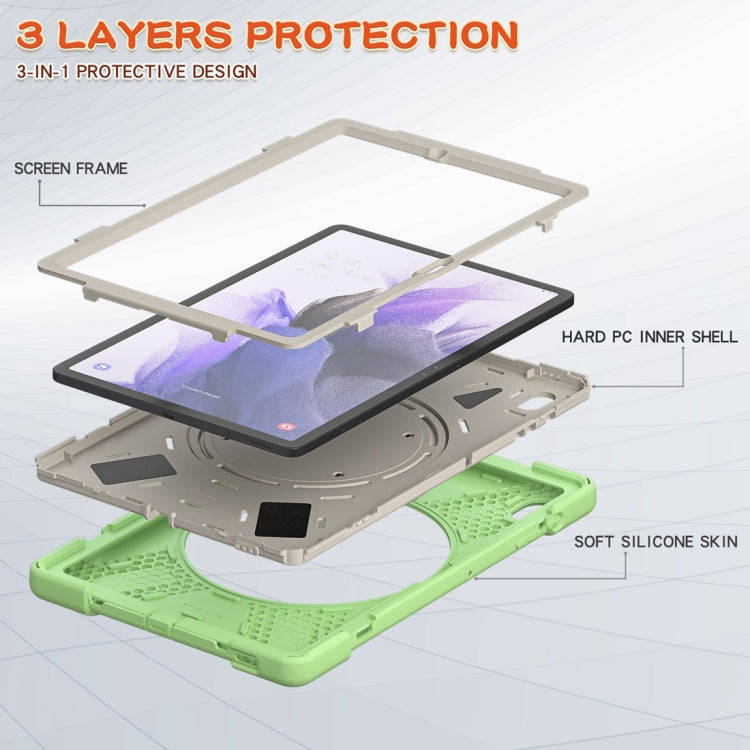 For Samsung Galaxy Tab S7 FE T730 Silicone + PC Protective Case with Holder & Shoulder Strap