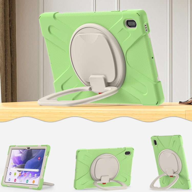 For Samsung Galaxy Tab S7 FE T730 Silicone + PC Protective Case with Holder & Shoulder Strap