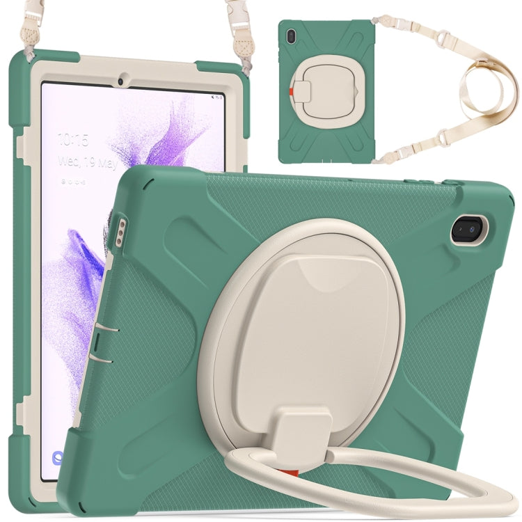 For Samsung Galaxy Tab S7 FE T730 Silicone + PC Protective Case with Holder & Shoulder Strap