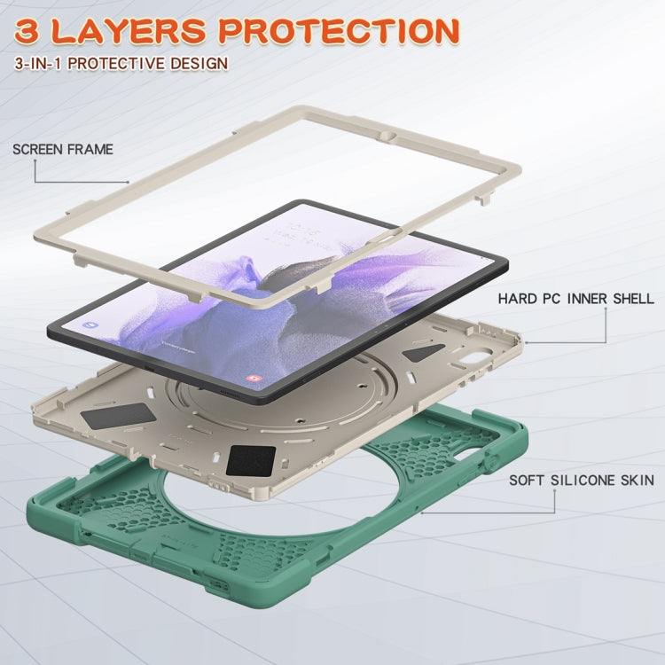 For Samsung Galaxy Tab S7 FE T730 Silicone + PC Protective Case with Holder & Shoulder Strap