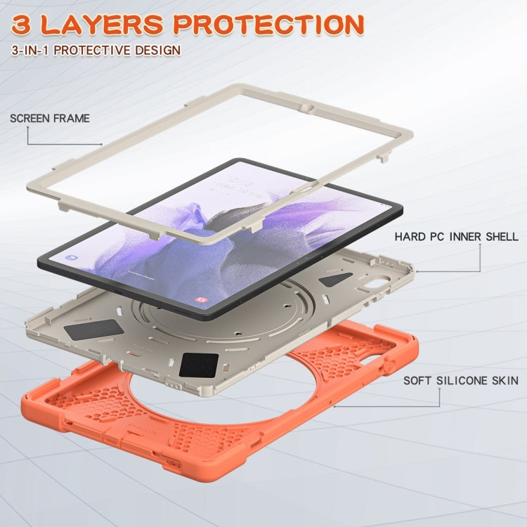 For Samsung Galaxy Tab S7 FE T730 Silicone + PC Protective Case with Holder & Shoulder Strap