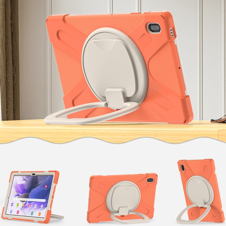 For Samsung Galaxy Tab S7 FE T730 Silicone + PC Protective Case with Holder & Shoulder Strap