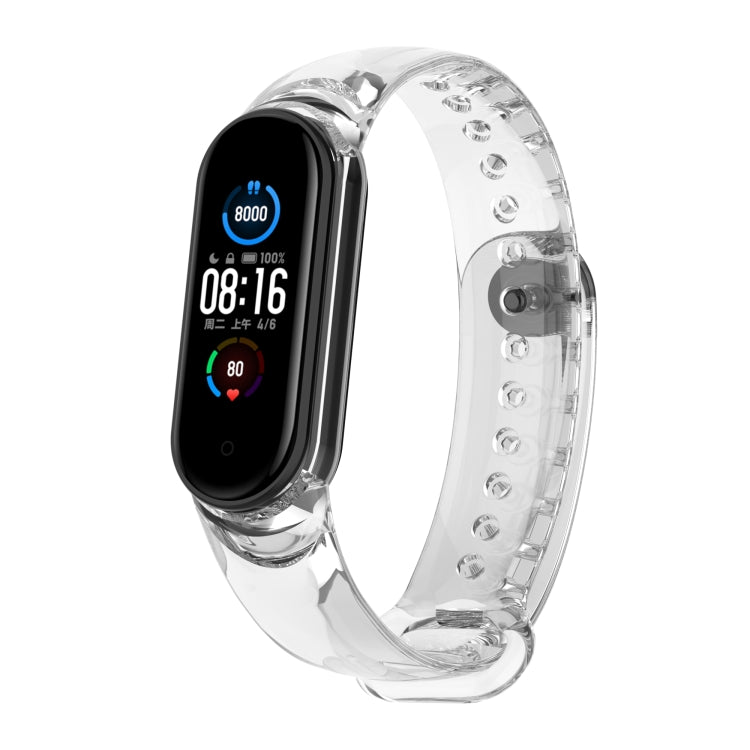For Xiaomi Mi Band 6 / 5 / 4 / 3 Discoloration in Light TPU Watch Band (Transparent)
