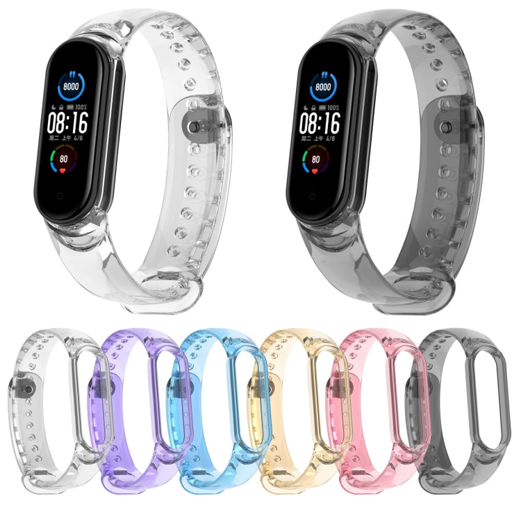 For Xiaomi Mi Band 6 / 5 / 4 / 3 Discoloration in Light TPU Watch Band (Transparent)