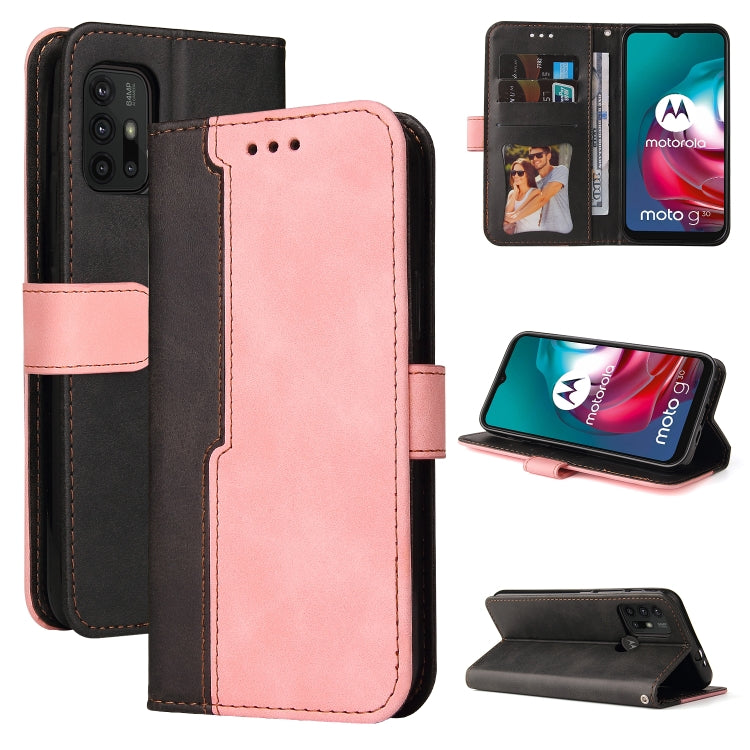 For Motorola Moto G30 / G20 / G10 Business Stitching-Color Horizontal Flip PU Leather Case with Holder & Card Slots & Photo Frame