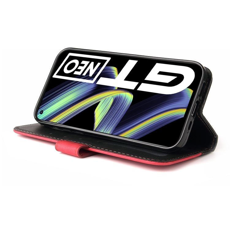 For OPPO Realme GT 5G Business Stitching-Color Horizontal Flip PU Leather Case with Holder & Card Slots & Photo Frame