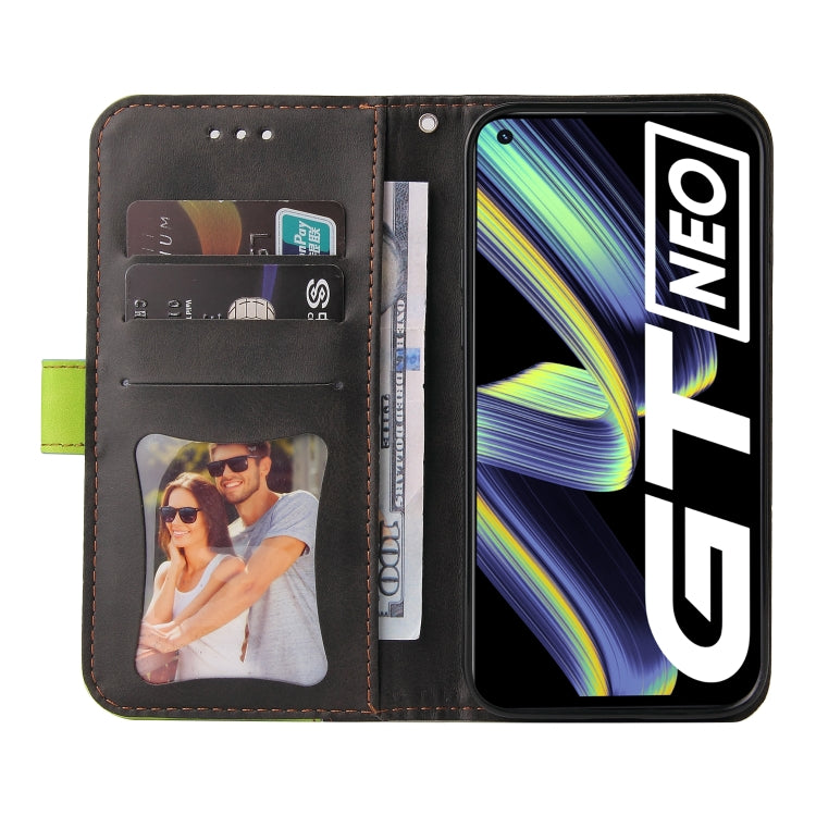 For OPPO Realme GT 5G Business Stitching-Color Horizontal Flip PU Leather Case with Holder & Card Slots & Photo Frame