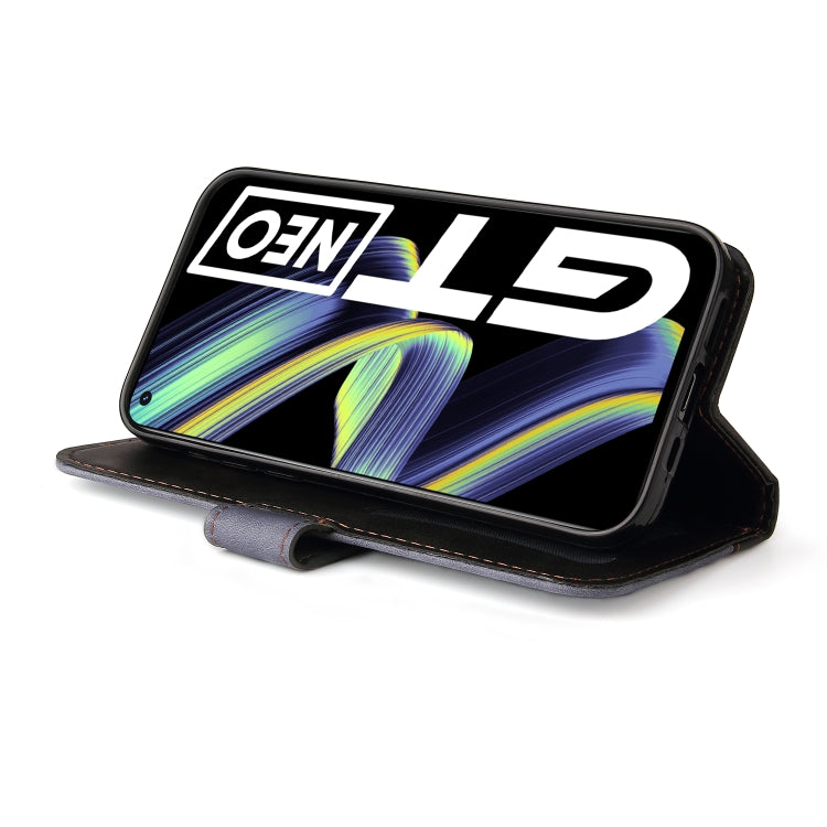 For OPPO Realme GT 5G Business Stitching-Color Horizontal Flip PU Leather Case with Holder & Card Slots & Photo Frame