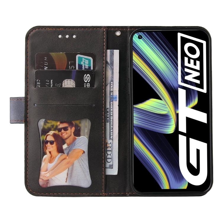 For OPPO Realme GT 5G Business Stitching-Color Horizontal Flip PU Leather Case with Holder & Card Slots & Photo Frame